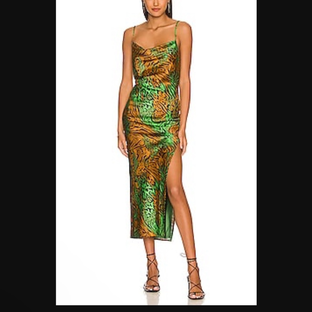 NWT Camila Coehlo green leopard dress - Picture 1 of 5